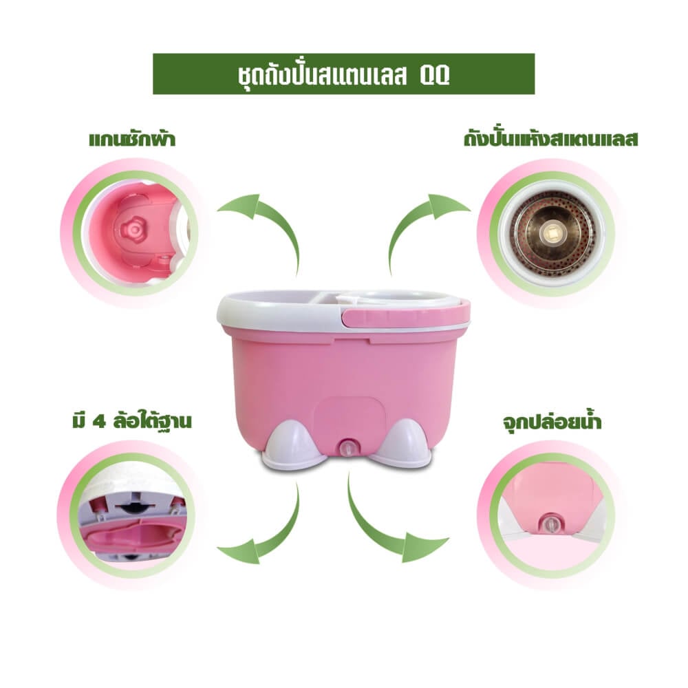 ชุดถังปั่นม็อบ SJEASYMOP รุ่น QQ สีชมพู_2